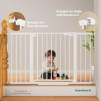 Cumbor 29.7-51.5 in Extra Wide Baby Gate for Stairs, Dog Gate Indoor White | Mom's Choice Awards Winner, Auto Close with Double Lock, One-Hand Open Child Gate for Toddlers & Pets, Pressure Mounted