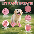 Dog Shoes,Non-Slip Waterproof Sandals for Hot Pavement, Breathable Perforated Boots,Adjustable Straps Dog Rain Booties for Summer Beach and Rainy Day(Pink,#3)