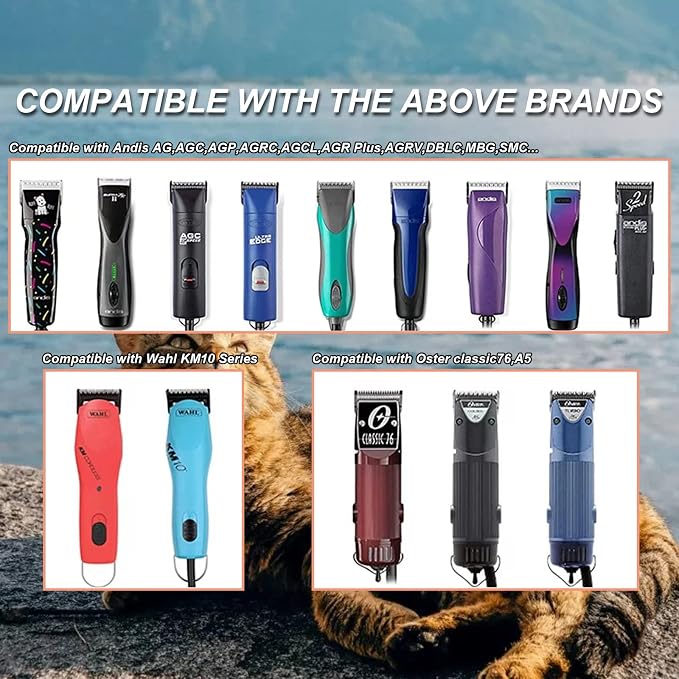 40# Detachable Dog Blades Compatible with Andis/Oster A5 Grooming | Compatible with wahl km10 dog clipper,Cut Length 1/100"(0.25mm),Made of Ceramic Blade & Stainless Steel Blade