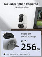 VIRTAVO Pet Camera Indoor WiFi 6, No Subscription, for Dogs Cats | Dual Band 2.4/5GHz, 360° Auto Tracking, Pet Call, Dual Lens, 2-Way Audio, Night Vision, SD & Cloud, Wired