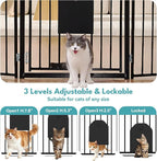 No Pawblems Full Metal Freestanding Dog Gate with Cat Door, 30" Tall | Foldable Pet Gate for Indoor/Outdoor, Zoned management, Dog Fence for Families with Multiple Pets, 156" Wide, 6 Panels, Black