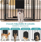 No Pawblems Full Metal Freestanding Dog Gate with Cat Door, 30" Tall | Foldable Pet Gate for Indoor/Outdoor, Zoned management, Dog Fence for Families with Multiple Pets, 78" Wide, 3 Panels, Black
