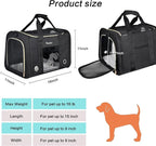 Petmolico Cat Carrier Soft-Sided Pet Bag for Small Medium Cats Puppies 16LBs - Airline Approved Pet Travel Carrier 3 Open Doors (Medium,Black)