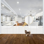 Reinforced 42" Tall Dog Gate 195" Extra Wide Retractable Baby Gate, White | Indoor Tall Pet Gate, Outdoor Retractable Gate, Space-Saving, Easy to Use, Safety Lock, Scratch-Resistant Mesh, Easy Install