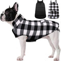 ASENKU Reversible Dog Winter Coat, Dog Jacket for Small Medium Large Dogs | Windproof Plaid Fleece Lining for Cold Weather, Water-resistant Outer Shell, Puppy Puffer Vest with Leash Hole, White XS
