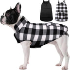 ASENKU Reversible Dog Winter Coat, Dog Jacket for Small Medium Large Dogs | Windproof Plaid Fleece Lining for Cold Weather, Water-resistant Outer Shell, Puppy Puffer Vest with Leash Hole, White S