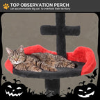 YITAHOME Gothic Cat Tree, 38.6 Inches Gothic Tower Condo with Scratching Post, Cat Tower for Indoor Cats, Sisal Pole, Soft Platform,Spider Hanging Ball, Black and Red