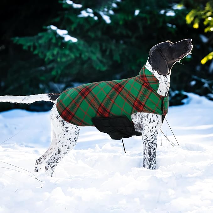 Kuoser Waterproof Dog Coat, Reversible Dog Jacket for Medium Dogs | Adjustable Durable Doggie Winter Coat Warm Puppy Cold Weather Apparel from Small to Large Breed, Xmas Green M