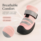 Dog Boots, Waterproof Dog Shoes with Reflective Straps, Rugged Anti-Slip Sole Paw Protectors for Medium Large Dogs, Breathable Pet Booties for Hot Pavement, Snow, Hiking, 4Pcs