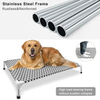 Kuntrust Elevated Outdoor Dog Bed, Large Size, Fits up to 100lbs | Breathable Fabric, Dual-Layer Cotton, Stainless Steel Frame, Anti-Slip Feet