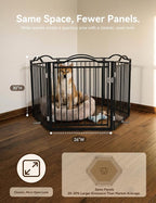 No Pawblems Full Metal Free Standing Dog Gate with Door, 30'' Tall Foldable Freestanding Pet Gate for Indoor & Outdoor, Up to 156 Inch Extra Wide Dog Fence for Doorways, Stairs, Deck, Yard - Black