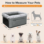 JOEJOY Deluxe Dog Booster Seat with Sturdy Metal Frame and Safety Leash for Small Pets up to 20 lbs - Portable Puppy Dog Car Seat with Thick Cushion and Storage Pockets for Small Dogs