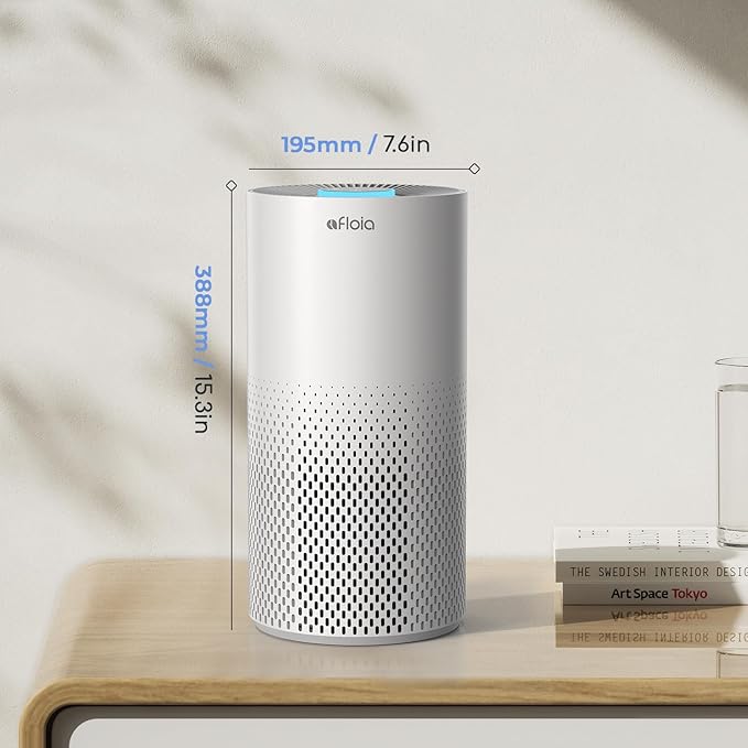Afloia Air Purifier for Home Bedroom Large Room up to 1076 Sq Ft | 3-Stage Filter, 22dB Sleep Mode, 7 Color Light, 2/4/8H Timer, Kilo White
