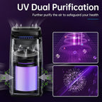 POMORON Air Purifiers for Home with Negative Ion and UV, MJ002H, Black | Negative Ion Function, UV Function, True H13 Filter, 8/12/24 hours Timer, Fragrance Diffuse