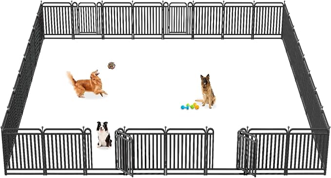 32 Inch Dog Playpen Outdoor, 32 Panels Puppy Playpen Heavy Duty Dog Play Pen Indoors, Rust Resistant Dog Pen for Large/Medium/Small Dogs, Dog Fence for RV Camping