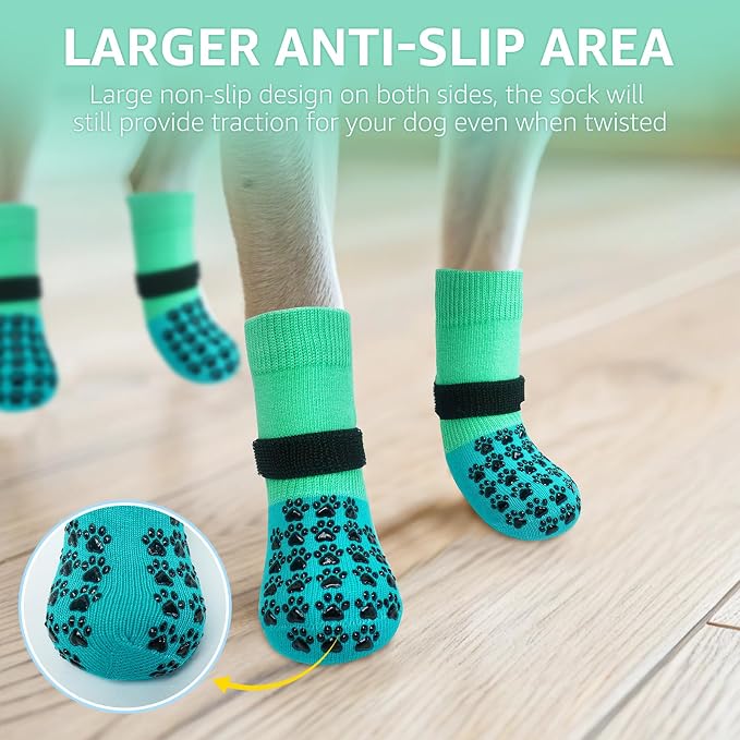 SCENEREAL Dog Socks to Prevent Licking Paws for Hot/Cold Pavement Anti Slip, Dog Shoes for Hardwood Floors, Dog Boots & Paw Protectors with Grippers for Small Medium Large Senior Dogs