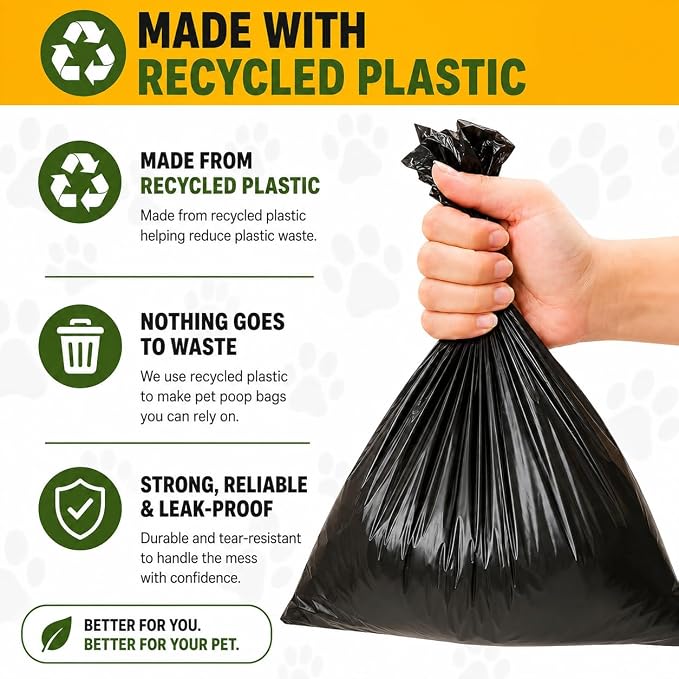 Dog Poop Black Bags with Dispenser (700 Bags) doggy poop bags Pickup Bag 35 Refill Rolls Dog Waste Bags Cat Litter & Poop Bags (35 Rolls, Uscented)