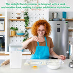 4.2 Qt Airtight Flour Rice Storage Container with Pop-up Lid Sugar Holder | Crystal-Clear BPA Free Plastic Spaghetti Containers, Tall and Slim Food Storage Bin for Kitchen Pantry Organization