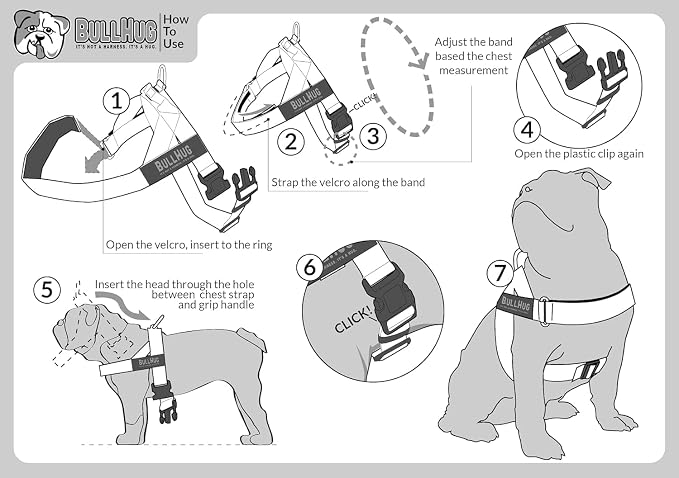 BULLHUG Adjustable Dog Harness– No Pull, No Choke – for English Bulldogs, French Bulldogs, Pugs & Broad-Chested Breeds – Easy, Safe Walks (Donuts, Medium)