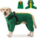 Lelepet Large Dog Raincoat with Harness, Green, XXL | Waterproof full body for rainy walking hiking, Adjustable detachable hood for flexible wear, Reflective stripes ensure safety