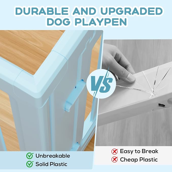 Dog Playpen, Clear Dog Pen, Dog Pen Indoor, Easy to Install and Remove Dog Play Pen, Puppy Playpen Suitable for Dogs, Cats,Dog Playpen Indoor (Blue, 23.6 inch Height, 10 Panels)