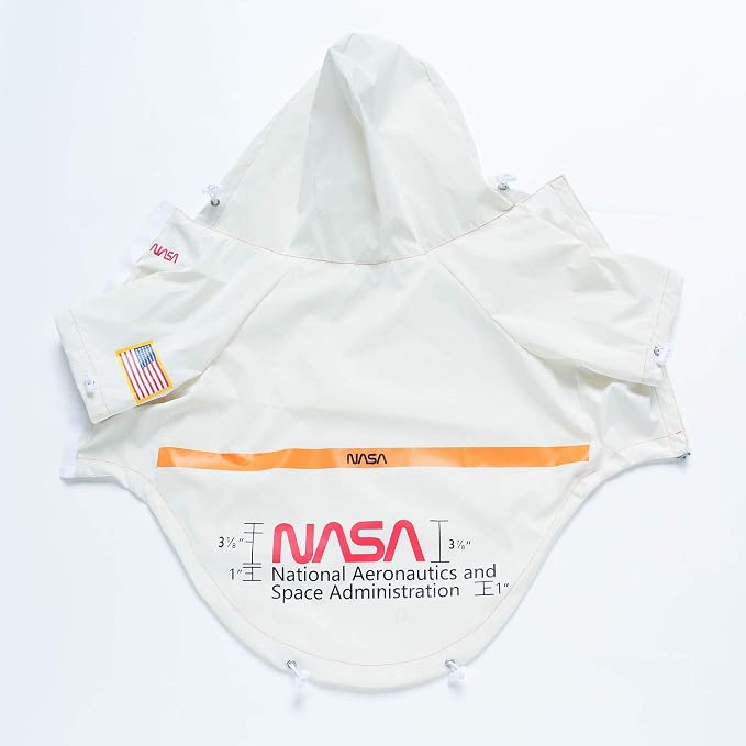 ChoChoCho NASA Raincoats, Reflective Rain Jacket Water Proof, Dog Costume, Cat & Puppy Stylish Streetwear Outfit (White, 2XL)