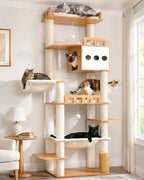 Gitelsnour Modern Cat Tree, 76'' Tall Cat Tower - 3 Big Platform GCT103WB