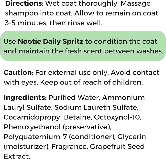 Nootie - Pet Shampoo for Sensitive Skin - Revitalizes Dry Skin & Coat - Natural Ingredients - Gentle Dog Shampoo - Cleans & Conditions