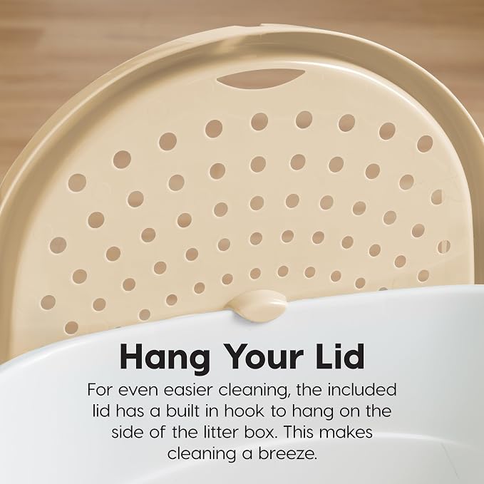 IRIS USA Large Top Entry Cat Litter Box, Hooded Privacy, Beige | Dog-Free Zone, Enclosed Top Access, Protected Interior, Dog Proof Pan, Odor Trapping, Reduced Tracking