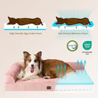 EHEYCIGA XXL Dog Bed Memory Foam, Orthopedic Giant Dog Bed Jumbo with Washable Removable Cover, Waterproof Pet Sofa Couch with Nonskid Bottom, 48x35x7.5, Pink