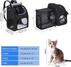Expandable Cat Backpack Carrier for Small Cats & Pets Up to 18 lbs | Large Space Cat Backpack with Ventilated Breathable, Airline Approved Portable Travel Pet Backpack for Hiking/Camping/ Vet
