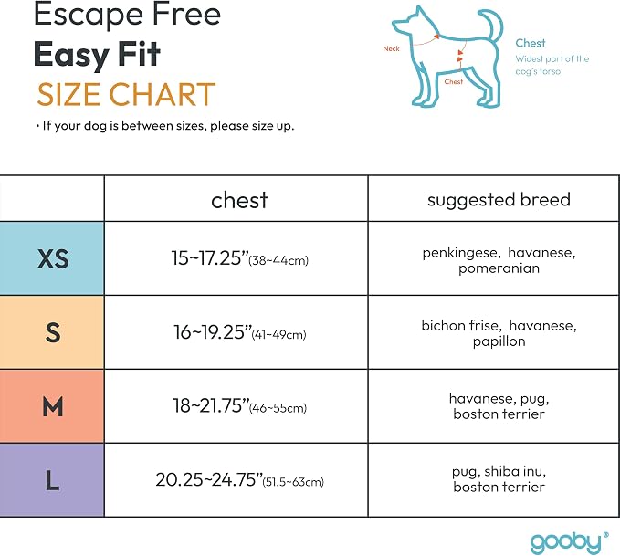 Gooby Escape Free Easy Fit Harness - Orange, Large - No Pull Step-in Patented Small Dog Harness with Quick Release Buckle - Perfect On The Go No Pull Harness for Small Dogs or Medium Dog Harness