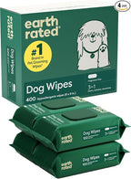 Earth Rated Dog Wipes for Paws & Butt, Deodorizing, Unscented, 400ct | Hypoallergenic, 3-in-1 Cleaning and Hydrating, for Grooming Paws, Body and Butt