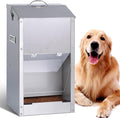 Automatic Dog Feeder Large Breed Outdoor, Stainless Steel Material | 25 Lbs Dog Dry Food Dispenser with Clear Flap Door, Gravity Pet Feeder Feeding Station, Sturdy and Durable, Wall Mountable