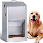 Automatic Dog Feeder Large Breed Outdoor, Stainless Steel Material | 25 Lbs Dog Dry Food Dispenser with Clear Flap Door, Gravity Pet Feeder Feeding Station, Sturdy and Durable, Wall Mountable