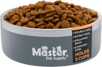 Master Pet Supply Stainless Steel Dog Bowls - 25 oz, Heavy Duty - Graphite, Double Wall Extra-Thick Insulated, Non-Slip Pet Water Bowl for Dogs, Cats & Pets, Anti Rust Metal, Dish Washer Safe