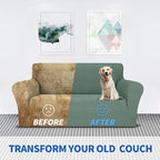 MAXIJIN Loveseat Cover Sofa Covers (55"-69"), 1-Piece Stretch Couch Covers for 2 Cushion Couch Love Seat Slipcover with Elastic Bottom for Kids,Dog (Loveseat, Diamond Pattern Pea Green)
