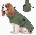 PU Dog Raincoat, Non-Toxic & Odorless Waterproof Vest, Adjustable High Neck and Hook & Loop Belly Closure for Rainy Potty Breaks & Wet Weather Outdoor Walks (Olive Green, X-Small)