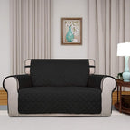 PureFit Reversible Quilted Couch Covers for Dogs Loveseat Sofa Cover 46.5” | Black/Beige, Water Resistant Couch Protector, Washable Pet Couch Cover with Non Slip and Elastic Straps For Kids