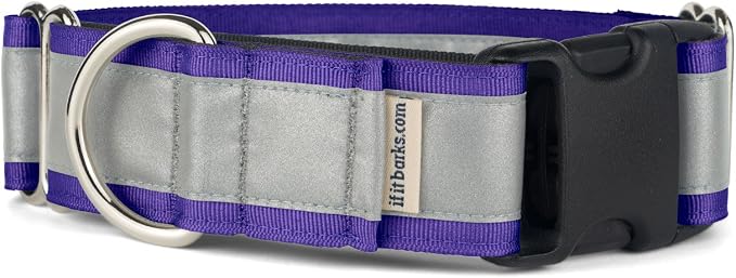 If It Barks - 1.5" Reflective Martingale Collar with Quick Snap Buckle for Dogs - Adjustable - Made in USA - Strong, Durable, and Comfy - Ideal for Training - Fits Most Breeds - Small, Purple