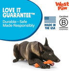 WEST PAW Zogoflex Hurley Dog Bone Chew Toy – Floatable Pet Toys for Aggressive Chewers, Catch, Fetch – Bright-Colored Bones for Dogs – Recyclable, Dishwasher-Safe, Non-Toxic, Large, Tangerine