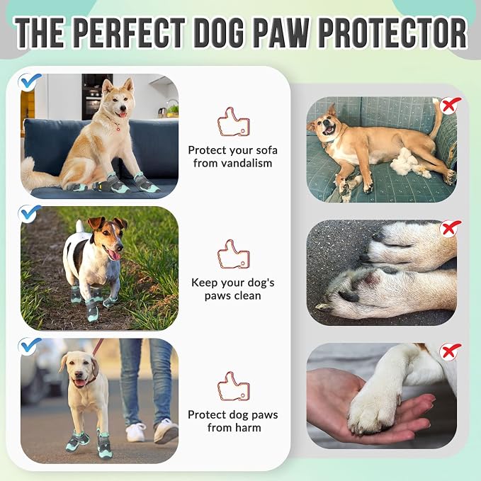 SlowTon Dog Shoes for Large Small Medium Dogs - Breathable Dog Boots for Summer Hot Pavement, Paw Protector for Outdoor Walking Winter Snow, Anti-Slip Rubber Dog Booties for Hardwood Floor (Green, 0)