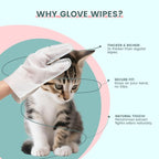 IMMHABI 100 Count Pet Glove Wipes, Cleaning & Deodorizing for Dogs & Cats, Hypoallergenic Dog Bath Wipes with Natural Persimmon Tannin, Unscented Wipes for Ears, Fur, Paws