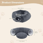 Cat Tunnel Bed Cave - Soft Washable Cushion for Indoor Cats, Peekaboo Hideaway Cave for Indoor Cats, Kittens, Puppies, Rabbits, Luxurious Striped Hare-Feel Fabric, Tunnels for Indoor Cats Large