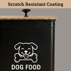 Metal Dog Food Container 5-7lb, 25 Cup w/ Airtight Bamboo Lid, Metal Handle | Pet Jar For Dogs up to 50lbs, Airtight Bamboo Lid, Sturdy Comfortable Metal Handle, Powder Coated Iron, Kibble Storage Bin