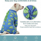LovinPet Large Dog Pajamas, Four-Leg Stretch Onesie Bodysuit, Lightweight UV-Shielding Pajamas, Anti-Lick Calming Recovery Suit for Surgery, Pull-On for Medium and Large Breeds,Blue Green,XL