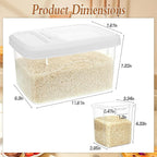 16lb Rice Storage Container and 3lb Storage Bin Set, Rice Container Airtight Grain Dispenser Kitchen Pantry Organizer Pet Dog Cat Food Container for Dry Food Cereal Grain
