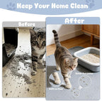 Cat Litter Box Mat, 34"×22" Waterproof Silicone Cat Litter Trapping | Non-Slip Gray Kitty Litter Mat for Indoor Cats, Waterproof Pet Food Mats Easy to Clean & Soft on Kitty Paws