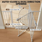 Mumeasy 29.7-46" Baby Gate, Stair Safety Gate for Round Banisters | Y spindle hardware, fits round banisters, no drill installation, auto close door, for babies toddlers and dogs
