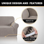 Stretch Sofa Cover Slipcover Couch Covers for 3 Cushion Couch Furniture Protector Sofa Covers with Non Slip Elastic Bottom Dogs Pet Friendly Fitted(Large Sofa 90"-100",Taupe)